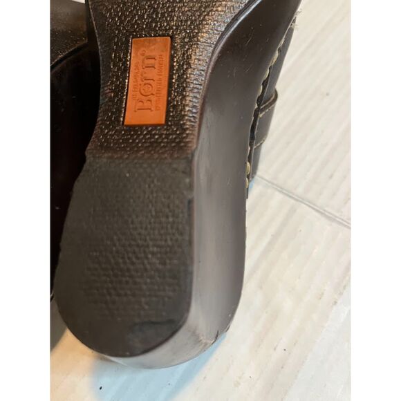 BORN Boho Casual Chic Brown 3" Heel 'Genuine Leather Slide-On Clogs Sz 7*READ - Picture 9 of 10